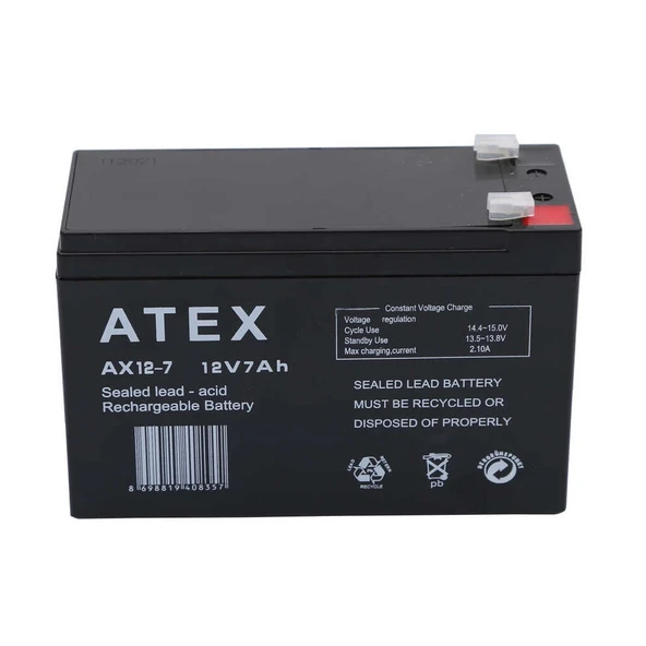 Atex AX12-7 12V 7Ah Akü ürün görseli 1