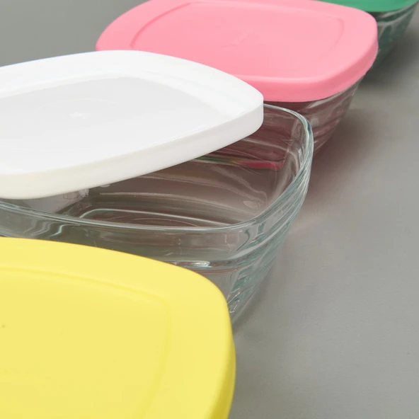 Glass 4 You 4'lü Kapaklı Cam Saklama Kabı - Renkli - 310 ml - 3