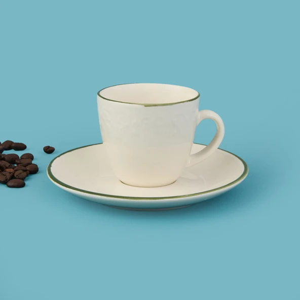 Kitchen Arnea 2'li Fincan Takımı - Krem / Yeşil - 90 ml - Resim 2