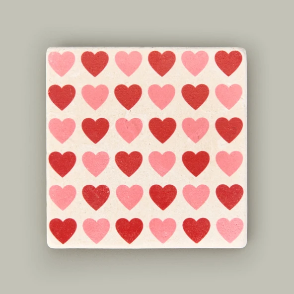 Kitchen Kalpler Taş Bardak Altlığı - Renkli - 10x10 cm - 3