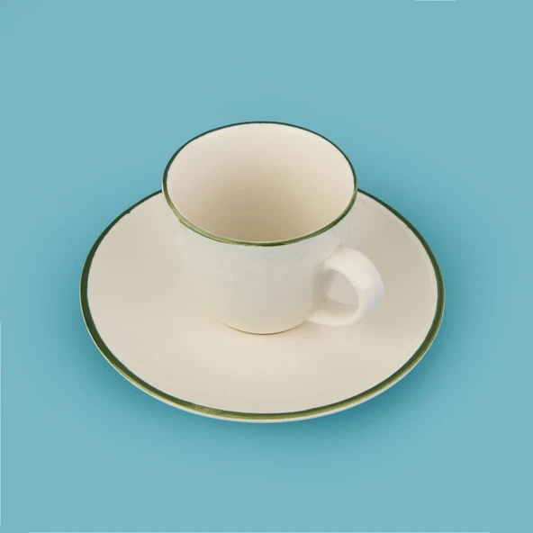 Kitchen Arnea 2'li Fincan Takımı - Krem / Yeşil - 90 ml - Resim 3