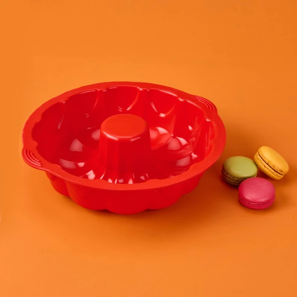 Klasik Kek Kalıbı - Kırmızı - 25 cm - Resim 3
