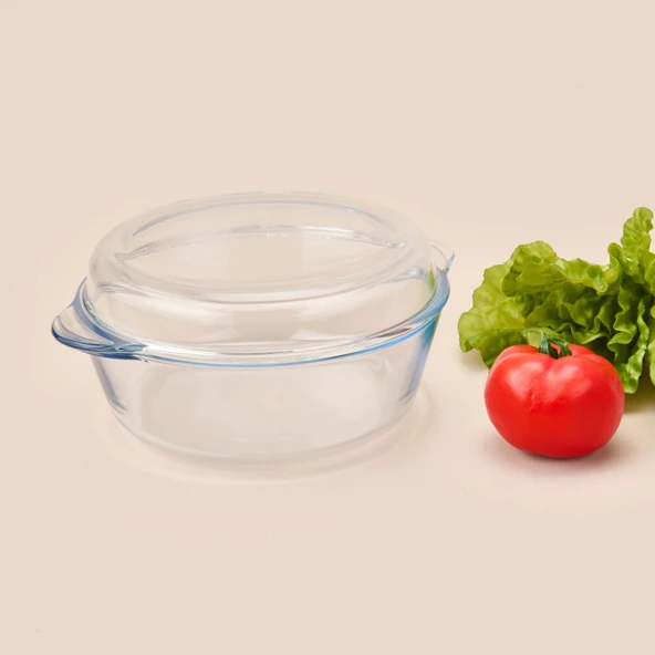 Twin Isıya Dayanıklı Yuvarlak Kapaksız Cam Tencere - Şeffaf ürün görseli