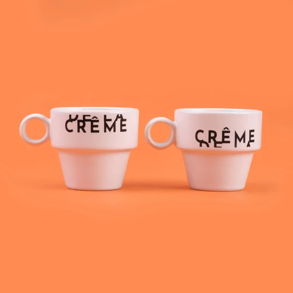 Kitchen Creme 2'li Espresso Fincanı - Krem / Siyah - 105 ml ürün görseli
