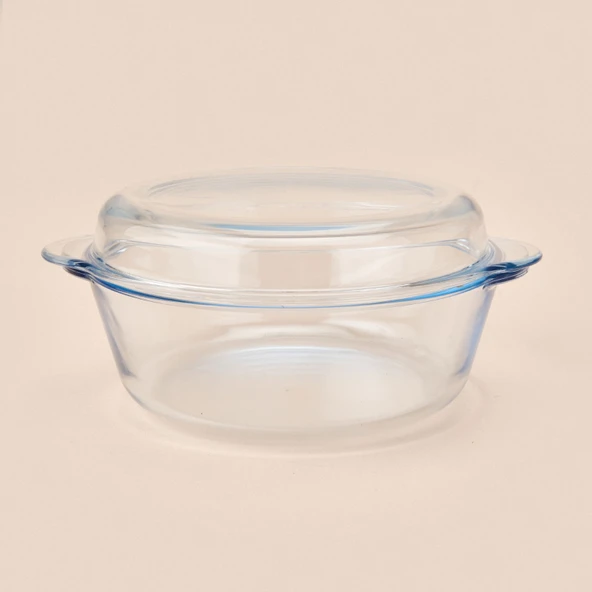 Twin Isıya Dayanıklı Yuvarlak Kapaksız Cam Tencere - Şeffaf - Resim 2