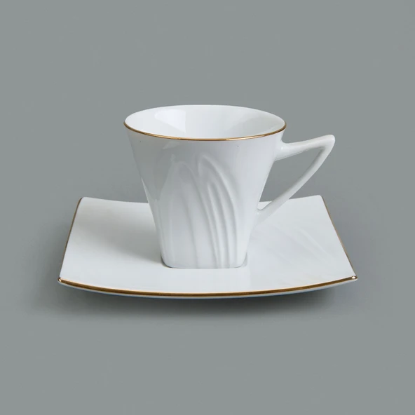 Gold Line 12 Parça Kahve Fincan Takımı - Beyaz - Resim 2