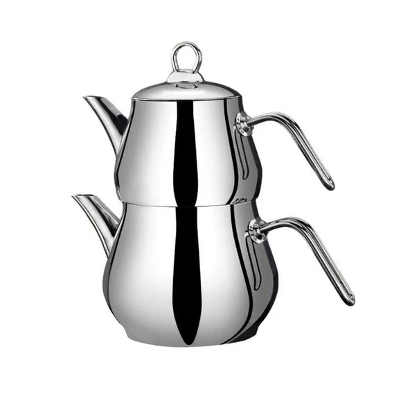 Çayeli Midi Çelik Çaydanlık Takımı - Gri - 1,8 lt + 1 lt - Resim 2