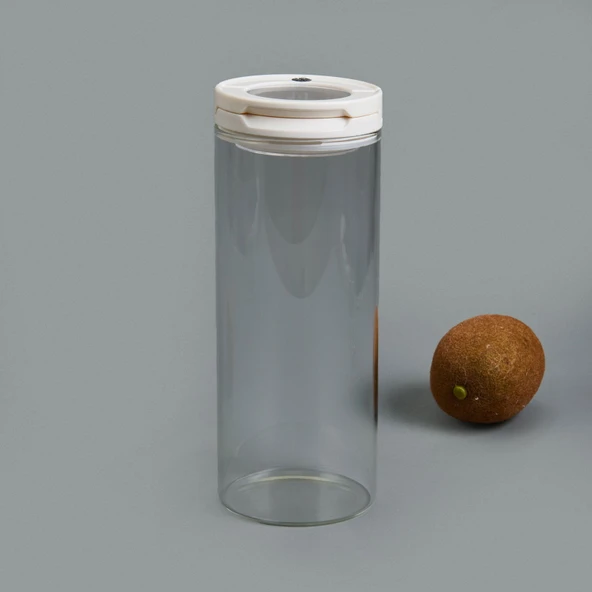 Vakumlu Cam Kavanoz - Şeffaf / Beyaz - 800 ml - 3