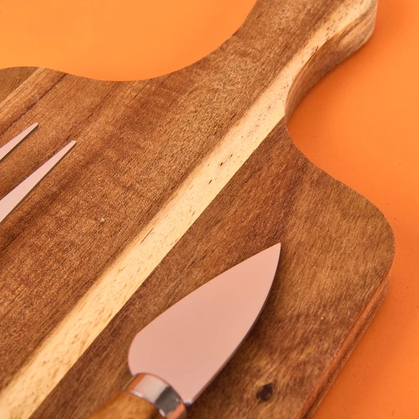 Akasya Peynir Sunumluk - Kahverengi - 28x14 cm - 3