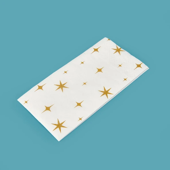 Kitchen 25'li Yıldız Desen Peçete - Beyaz - 16x8 cm - Resim 2