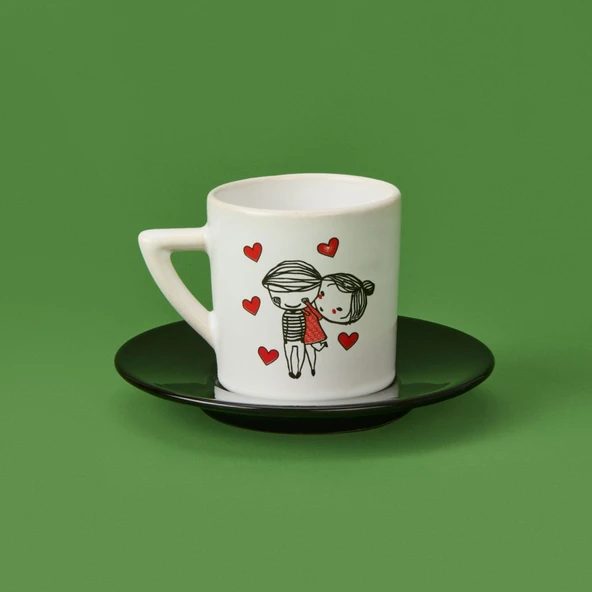 LMB-I01 Sevgi Temalı 2'li Fincan Takımı - Renkli - 90 ml - Resim 3