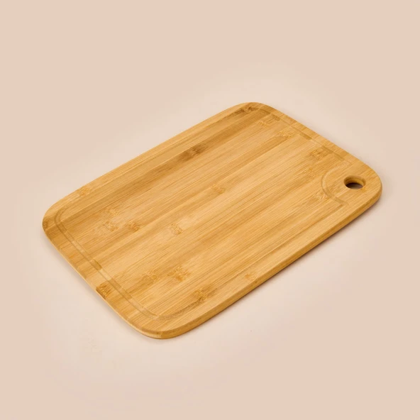 4 Parça Bambu Mutfak Seti - Açık Kahverengi - 36x26 cm + 30 cm - Resim 2