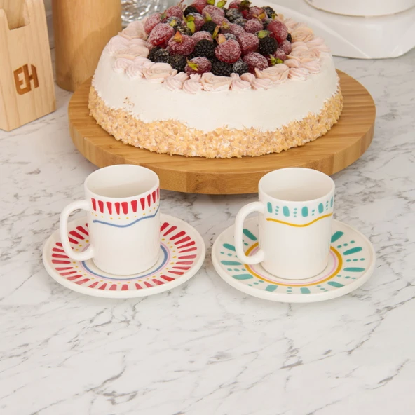 Kitchen Bon Appetit Amour 4 Parça Kahve Fincan Takımı - Renkli - Resim 2