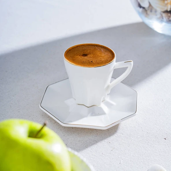 Lilla 6'lı Kahve Fincan Takımı - Beyaz - 90 ml - Resim 2