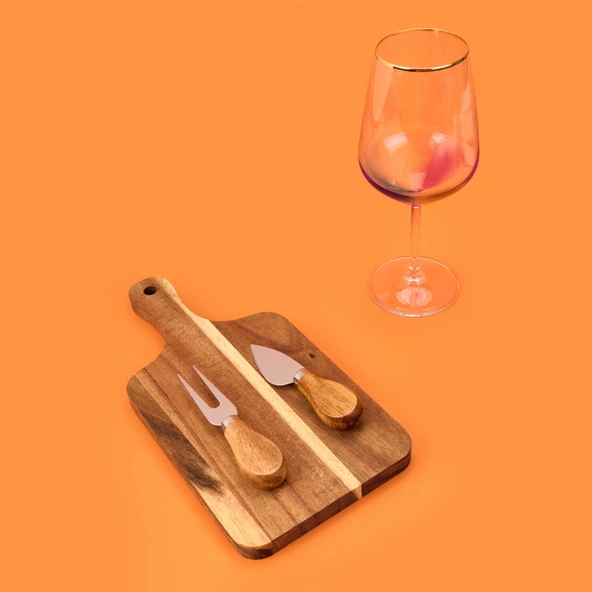 Akasya Peynir Sunumluk - Kahverengi - 28x14 cm - 2