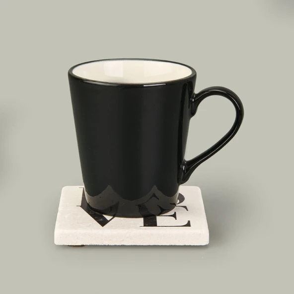 Kitchen Love Taş Bardak Altlığı - Renkli - 10x10 cm - 2