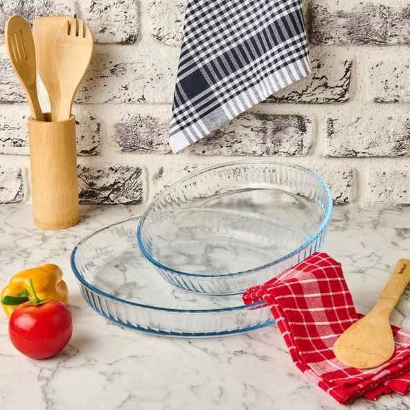 Twin 2'li Yuvarlak Cam Fırın Kabı - Şeffaf ürün görseli