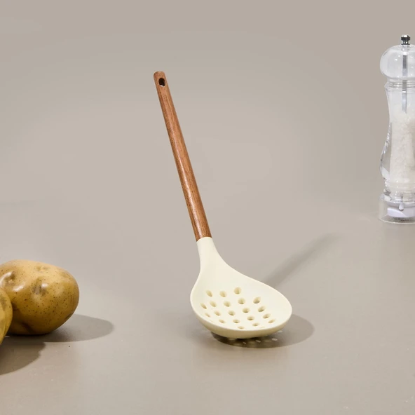 Akasya Saplı Silikon Kevgir - Kahverengi / Krem ürün görseli