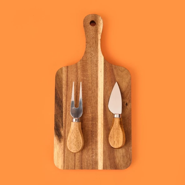 Akasya Peynir Sunumluk - Kahverengi - 28x14 cm