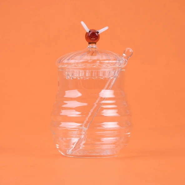 Kitchen Borosilikat Cam Bal Kavanozu ve Kaşık - Şeffaf - 260 ml ürün görseli