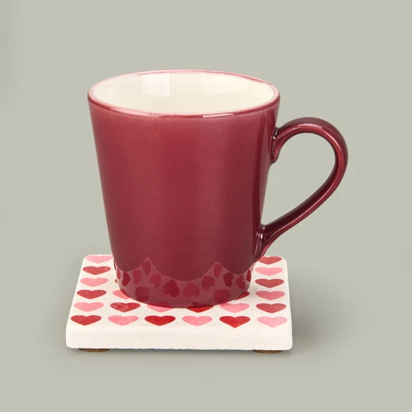 Kitchen Kalpler Taş Bardak Altlığı - Renkli - 10x10 cm - 2