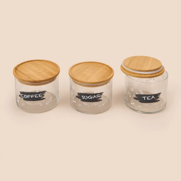 Siena 3'lü Kavanoz Seti - Şeffaf / Açık Kahverengi - 3