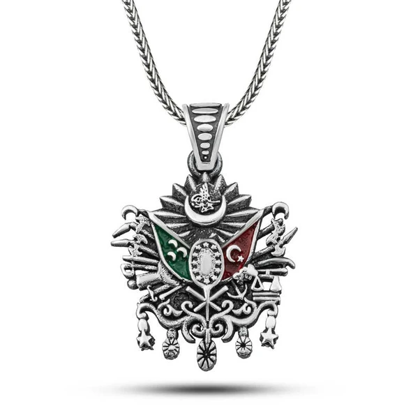 Gümüş Osmanlı Devlet Armalı Erkek Kolye ürün görseli