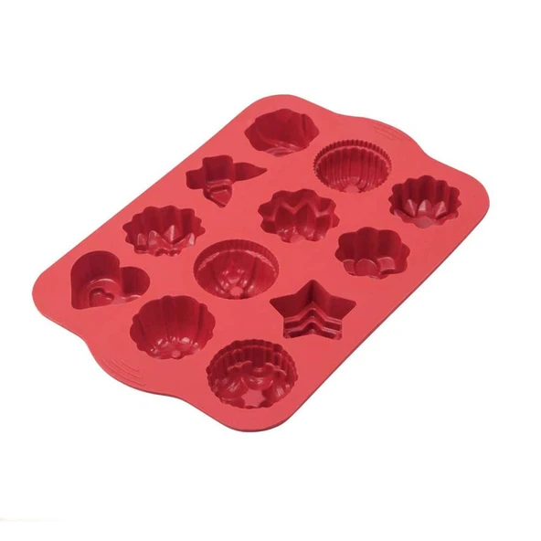 12'li Karma Kek Kalıbı - Kırmızı - Resim 2