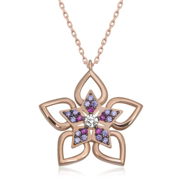 ​Gümüş Rose Çiçek Kadın Kolye ürün görseli