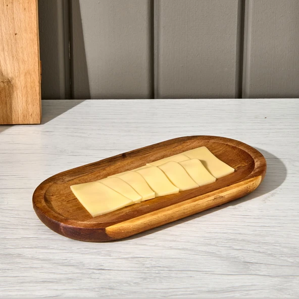 Akasya Oval Servis Sunum Tabağı - Kahverengi - 18,8x9,6x1,6 cm ürün görseli