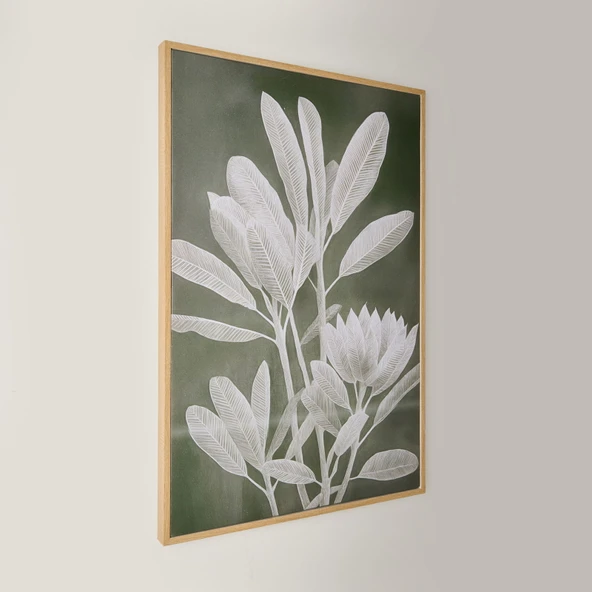 Deco Green Culture Kanvas Tablo - Yeşil / Beyaz - 90x60 cm - Resim 3