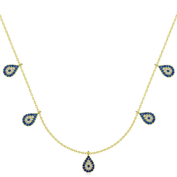 Gümüş Gold Nazarlı Şans Kadın Kolye ürün görseli