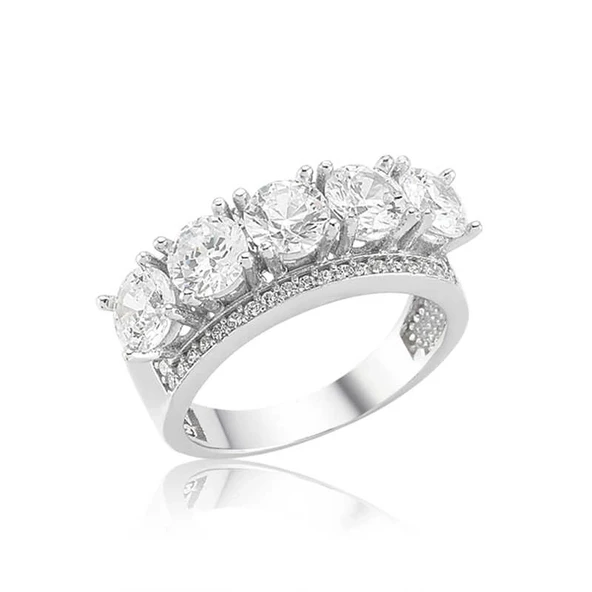 Gümüş 5 Taş Bayan Yüzük ürün görseli