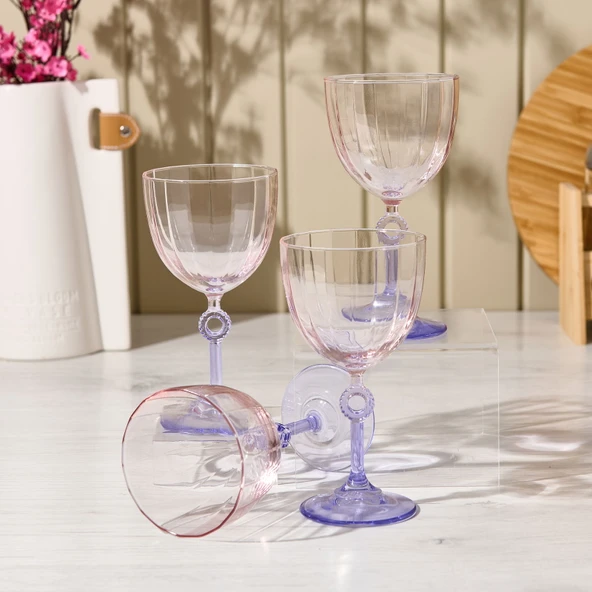 Elite 4'lü Ayaklı Bardak - Mor - 270 ml