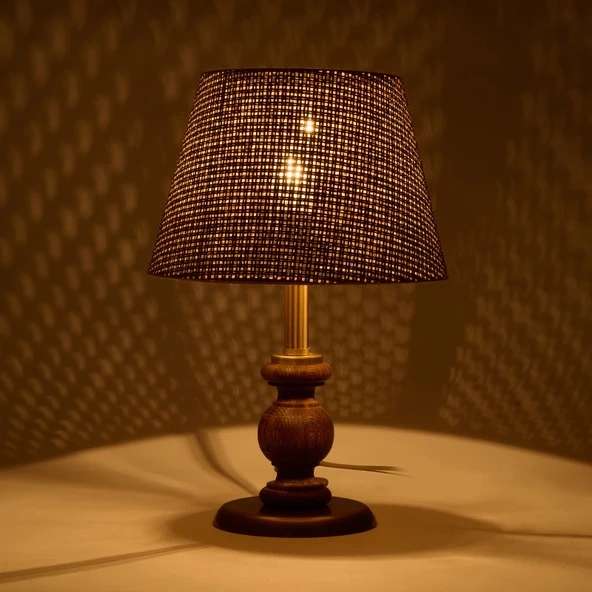 Lighting Fiona Ahşap Abajur - Ceviz Ayak / Kahverengi Başlık - 40 cm - Resim 3