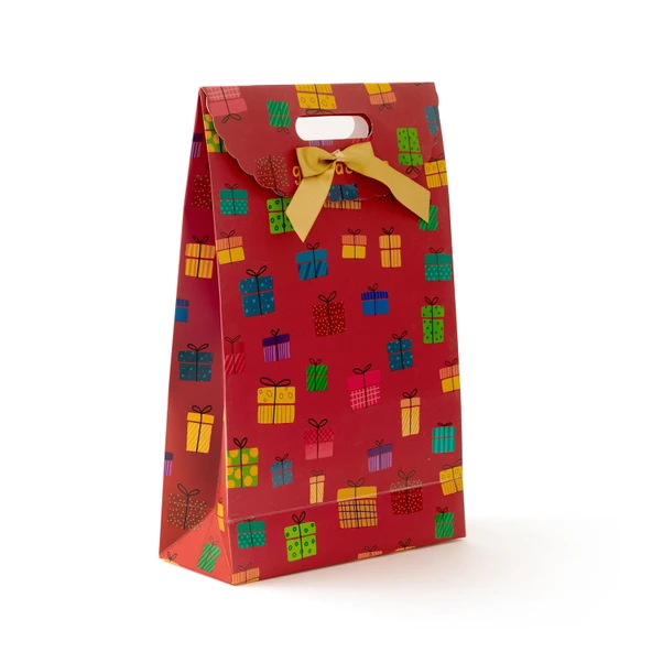 Fiyonklu Hediye Çantası - Kırmızı - 25x38 cm - Resim 2