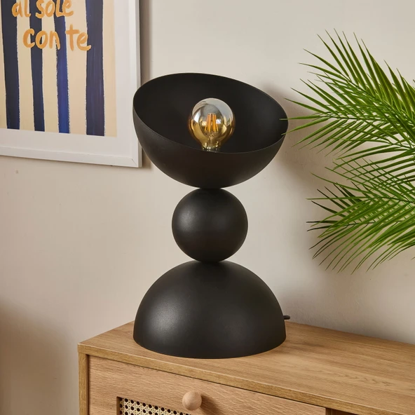 Lighting Büyük Boy 3 Katlı Metal Masaüstü Abajur - Siyah ürün görseli 1