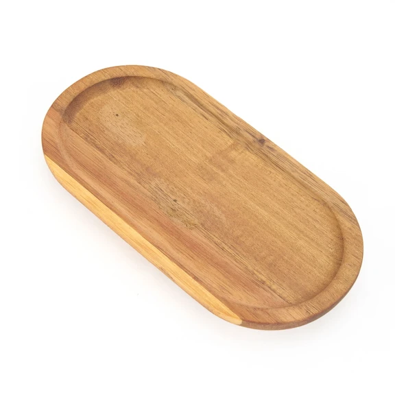 Akasya Oval Servis Sunum Tabağı - Kahverengi - 18,8x9,6x1,6 cm - Resim 3