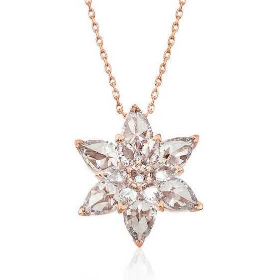 Gümüş Rose Beyaz Lotus Çiçeği Kolye ürün görseli