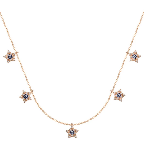 Gümüş Rose Yıldız Nazarlı Şans Kadın Kolye ürün görseli