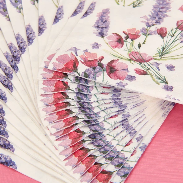 Houseware Çiçek Baskılı 16'lı Peçete - Asorti - 33x33 cm - Resim 3