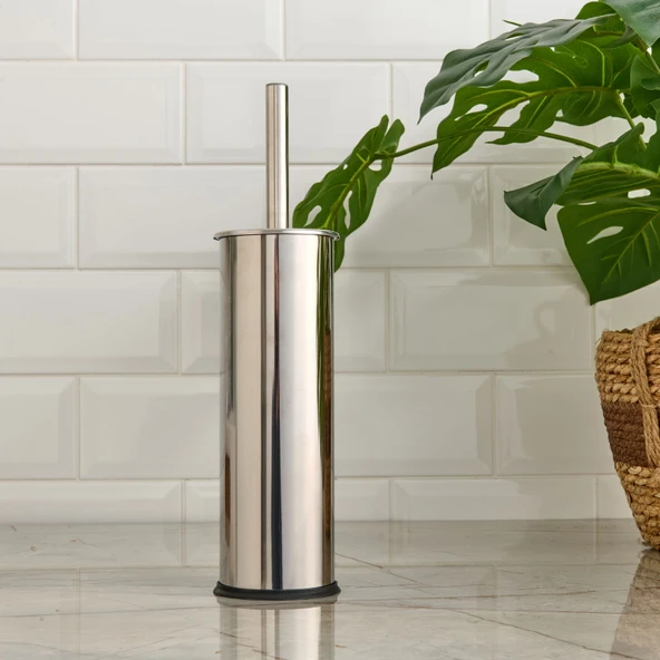 Bath Akıllı Kapaklı Tuvalet Fırçası - Krom - 36 cm ürün görseli