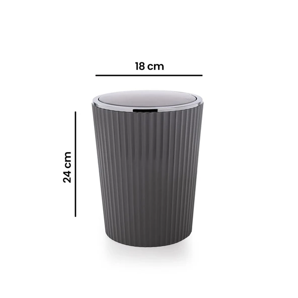 Nely Krom Kaplama Banyo Çöp Kovası - Gri - 6 lt - Resim 2