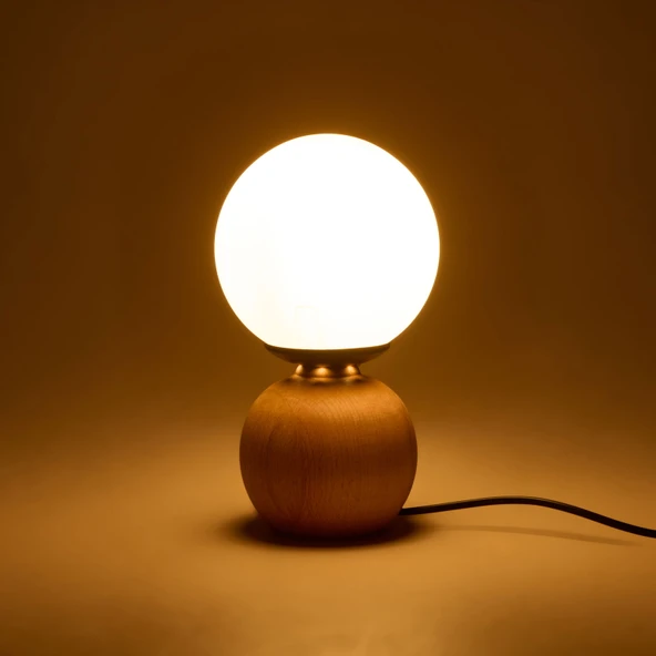 Lighting Opal Cam Top Abajur - Natürel / Beyaz - 26x15x15 cm - Resim 3