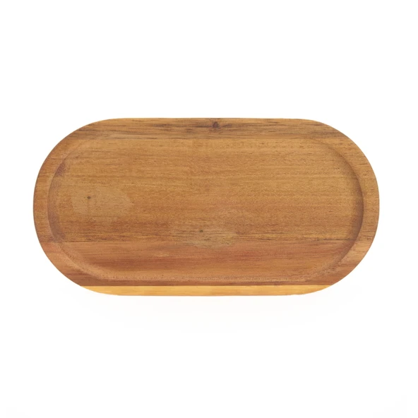 Akasya Oval Servis Sunum Tabağı - Kahverengi - 18,8x9,6x1,6 cm - Resim 2