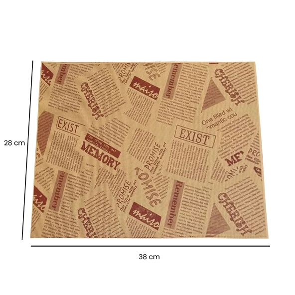 50'li Vintage Gazete Desenli Sunum Kağıdı - Kahverengi - 28x38 cm - Resim 3