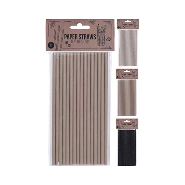 Houseware 16'lı Kağıt Pipet - Asorti - 20 cm ürün görseli