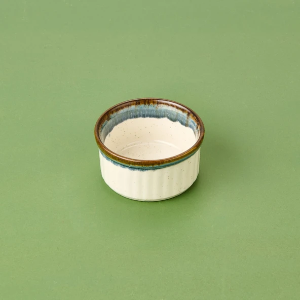 Porselen Sufle Kabı - Mavi - 9 cm - Resim 3