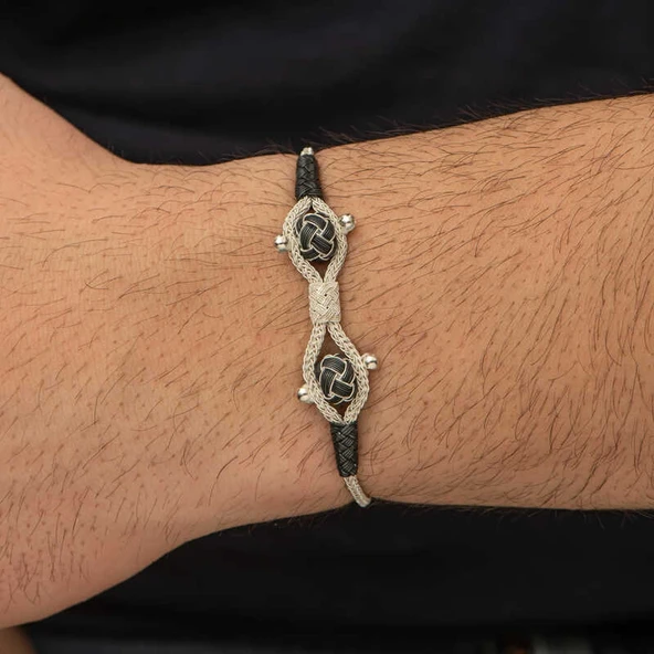 Gümüş Kazaziye Örgü Bileklik - Resim 4