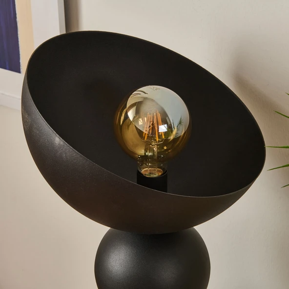 Lighting Büyük Boy 3 Katlı Metal Masaüstü Abajur - Siyah - Resim 3